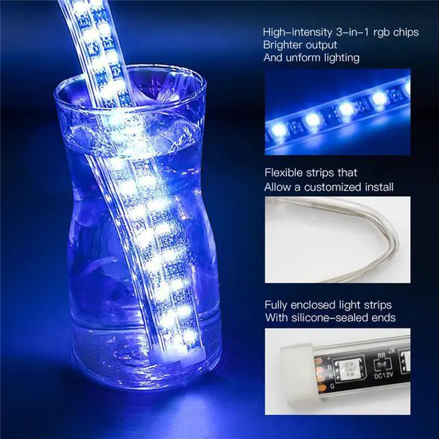 Alt view image 5 of 7 - Paiying 12pcs Motorcycle RGB APP Music Control Led Light Kit Waterproof Atmosphere Lights