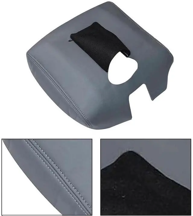 Alt view image 2 of 6 - Acaigel 1Pc Console Lid Armrest Cover Skin Ash Gray For Chevy Silverado 1500 2014-2018