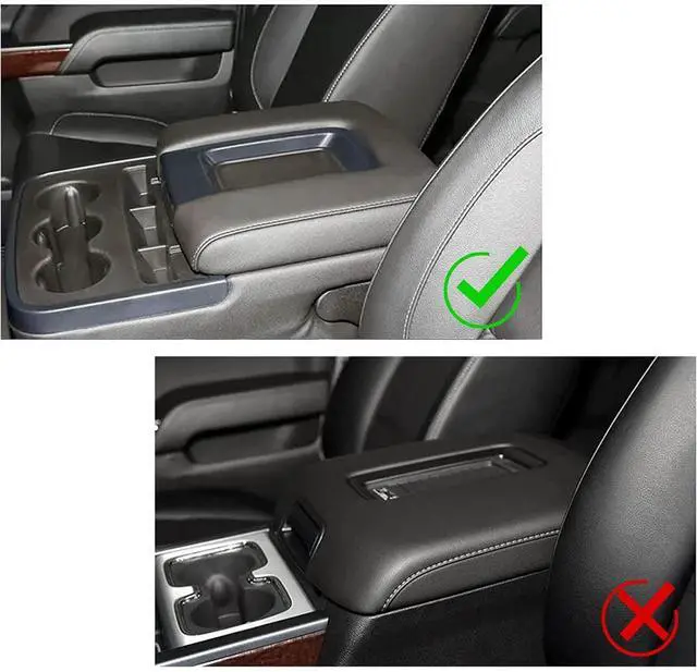 Alt view image 3 of 6 - Acaigel 1Pc Console Lid Armrest Cover Skin Ash Gray For Chevy Silverado 1500 2014-2018