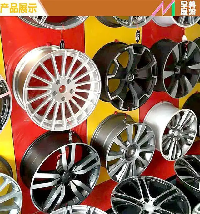Alt view image 7 of 7 - Paiying - Tire Wheel Hub Hook Wheel Shop Display Stand Metal Holder Rack Wall Mounted Racing Car Wheel Hub Hanging Boss Hook
