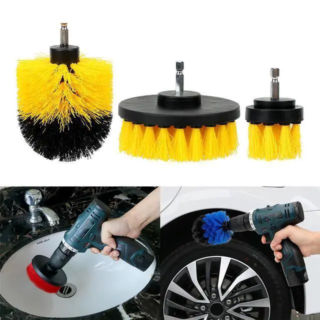 Main image of FYUU 3pcs Drill Brush Automotive Detailing Kit Nylon Bristles Car Cleaning Tools Set