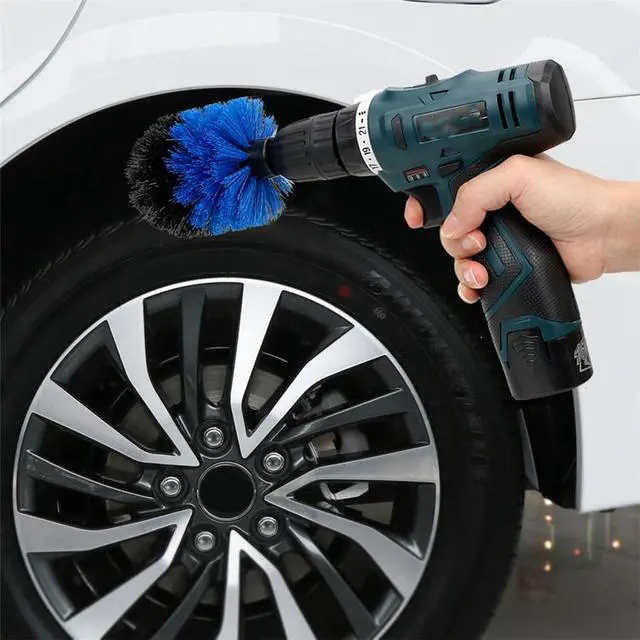 Alt view image 4 of 7 - FYUU 3pcs Drill Brush Automotive Detailing Kit Nylon Bristles Car Cleaning Tools Set