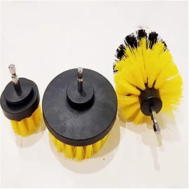 Alt view image 7 of 7 - FYUU 3pcs Drill Brush Automotive Detailing Kit Nylon Bristles Car Cleaning Tools Set