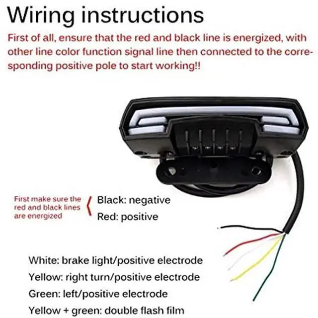 Alt view image 6 of 7 - Acaigel Motorcycle Light Tail Rear Brake Stop Double Flash Warning Dynamic Turn Signal
