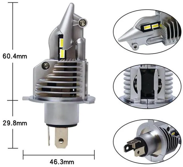 Alt view image 2 of 7 - Acaigel Motorcycle H4 9003 HB2 LED Headlight Bulb 6000LM 6500K Hi/Lo Beam Light Lamp 35W