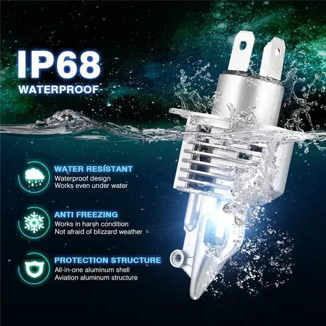 Alt view image 6 of 7 - Acaigel Motorcycle H4 9003 HB2 LED Headlight Bulb 6000LM 6500K Hi/Lo Beam Light Lamp 35W