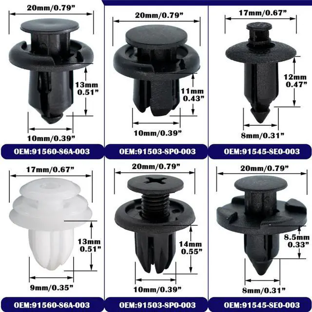 Alt view image 4 of 7 - Paiying 180x Panel Clips Bumper Fender Fastener Push Rivets Compatible for Honda Civic Accord CR-V