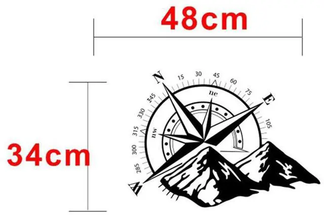 Alt view image 4 of 6 - Acaigel White Compass Rose Car Hood Compass Decal Auto Vinyl Bonnet Sticker