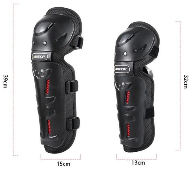 Alt view image 5 of 7 - Paiying 4 Pcs Breathable Adult Motorcycle Riding Kneepad Elbow Shin Armor Tough PE Shell