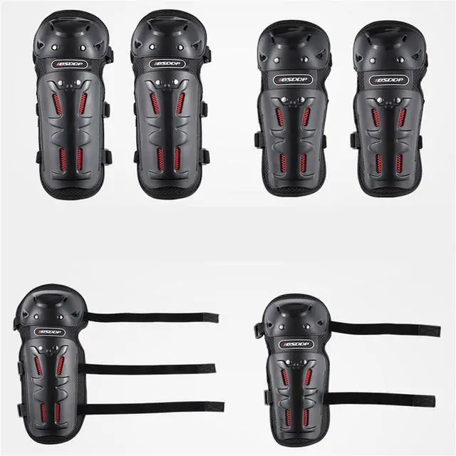Alt view image 6 of 7 - Paiying 4 Pcs Breathable Adult Motorcycle Riding Kneepad Elbow Shin Armor Tough PE Shell