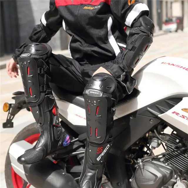 Main image of Paiying 4 Pcs Breathable Adult Motorcycle Riding Kneepad Elbow Shin Armor Tough PE Shell