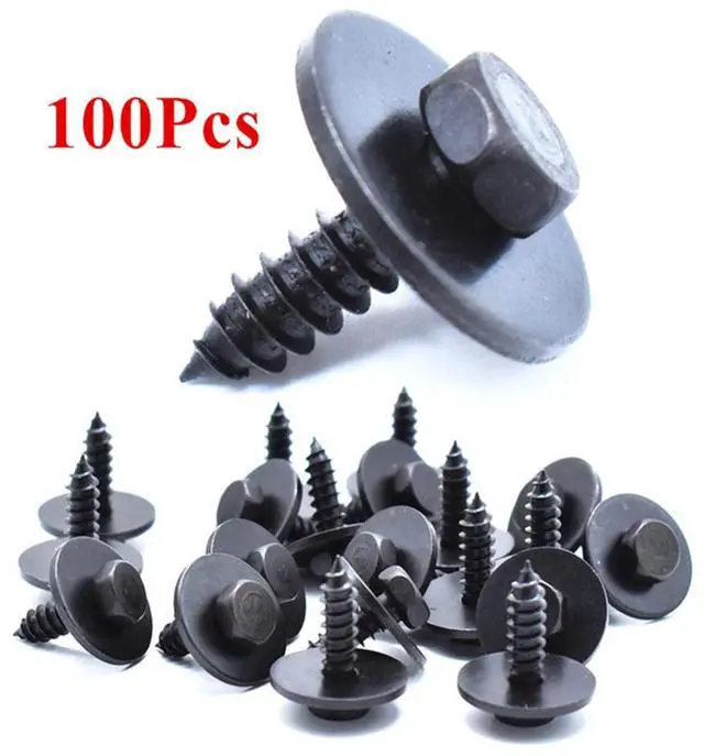 Main image of Acaigel 100pcs Metal Car Body Fender Bumper Repair Screws Retainer 7.7mm Hex Washer Head