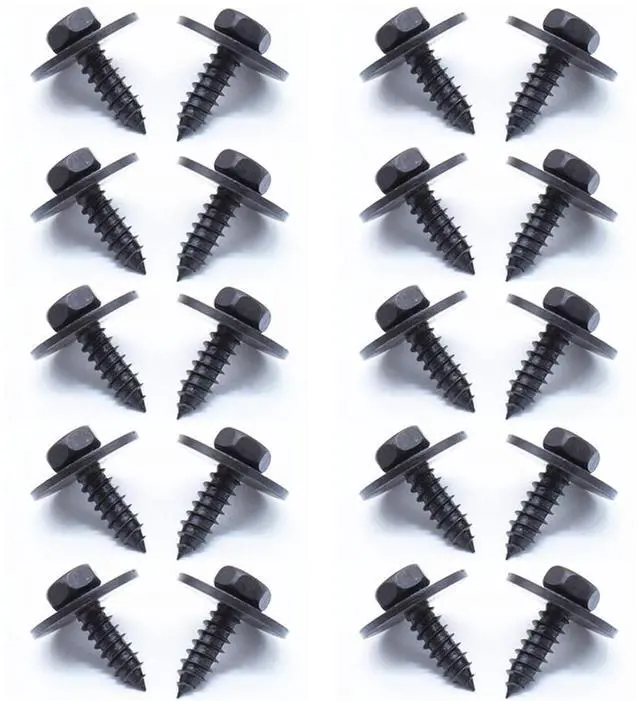 Alt view image 6 of 7 - Acaigel 100pcs Metal Car Body Fender Bumper Repair Screws Retainer 7.7mm Hex Washer Head