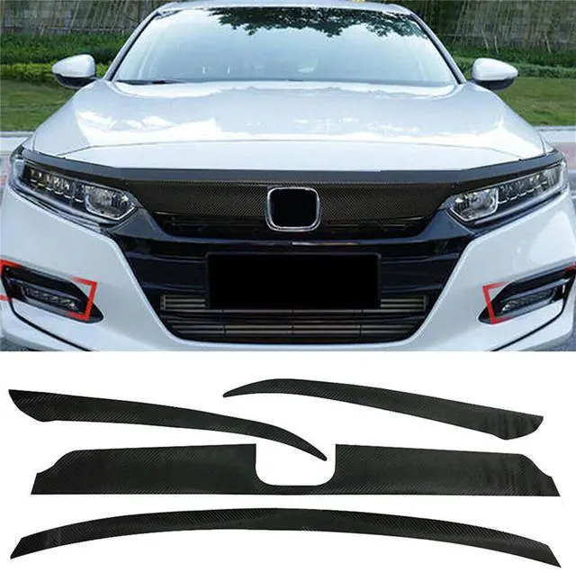 Alt view image 3 of 7 - Acaigel Sedan Carbon Fiber Look Front Bumper Grille Delete Trim Sticker Compatible for Accord