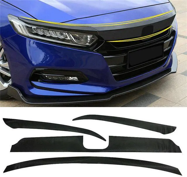 Alt view image 4 of 7 - Acaigel Sedan Carbon Fiber Look Front Bumper Grille Delete Trim Sticker Compatible for Accord