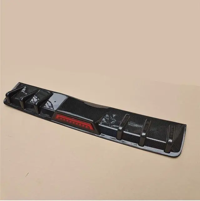 Alt view image 7 of 7 - Paiying 33 1/2" Car Rear Bumper Diffuser Spoiler w/ LED Reflector Light Carbon Fiber ABS