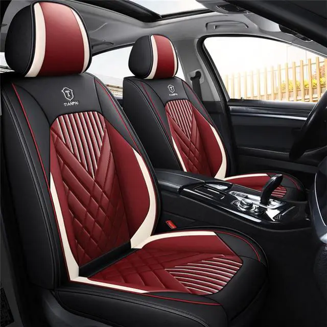 Alt view image 3 of 7 - Paiying Car Seat Covers PU Leather Front Rear Seat Cushion Bench Protector  USA