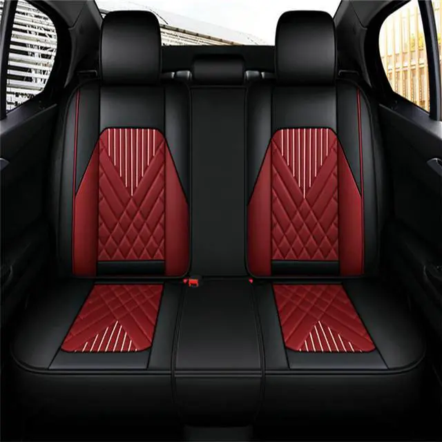 Alt view image 6 of 7 - Paiying Car Seat Covers PU Leather Front Rear Seat Cushion Bench Protector  USA
