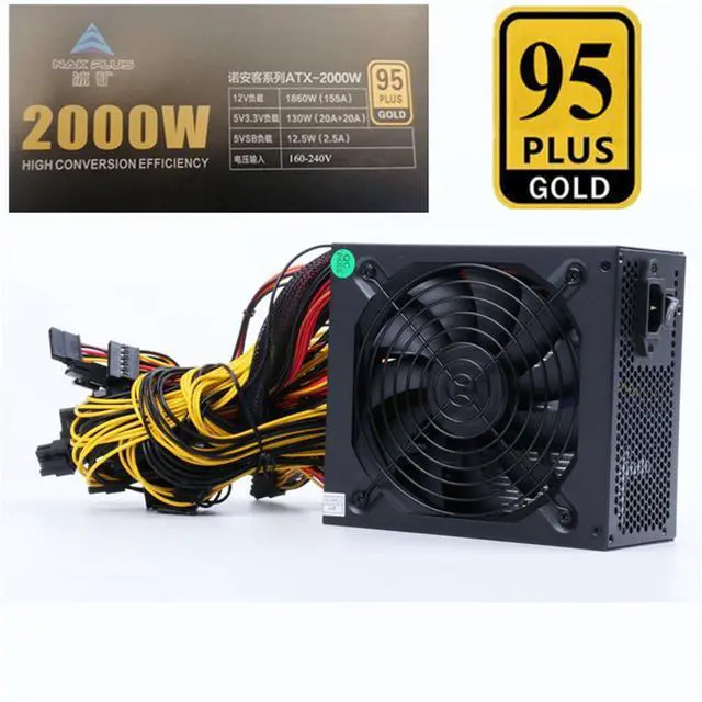 Main image of Acaigel 2000W Modular Power Supply for 6 GPU Rig Coin Mining Miner 95 Gold