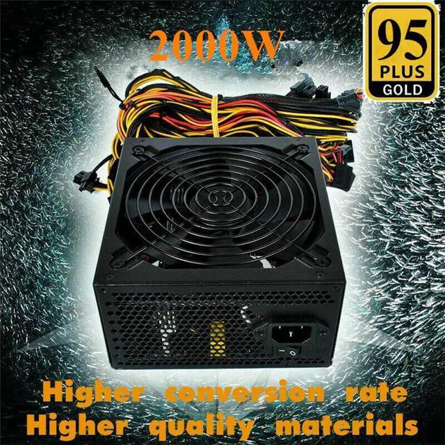 Alt view image 3 of 4 - Acaigel 2000W Modular Power Supply for 6 GPU Rig Coin Mining Miner 95 Gold
