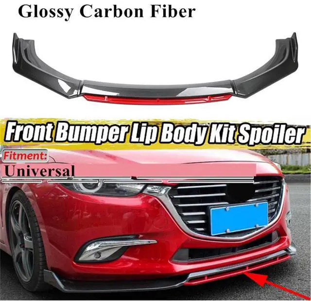 Alt view image 3 of 7 - Paiying 4Pcs 3D Carbon Fiber Style Car Front Bumper Lip Chin Splitter Body Kit