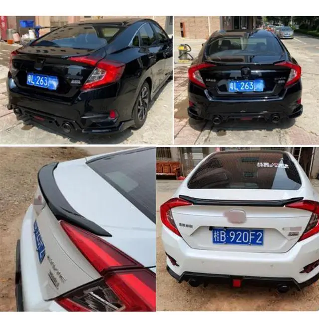 Alt view image 7 of 7 - Paiying Rear Trunk Highkick Spoiler Glossy Black For Honda Civic 2016-2021 4-Door Sedan