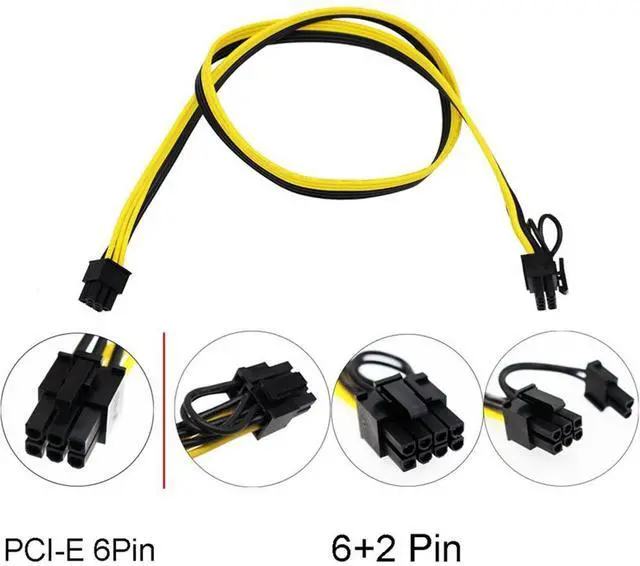 Alt view image 7 of 7 - FYUU 10Pcs 50Cm Quality 6Pin To 8Pin (6+2Pin) Pci-E Cable 18Awg Mining