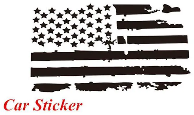 Alt view image 3 of 6 - Acaigel 35"x20" Distressed USA Flag Car Truck Hood Sticker Graphic Decal Black