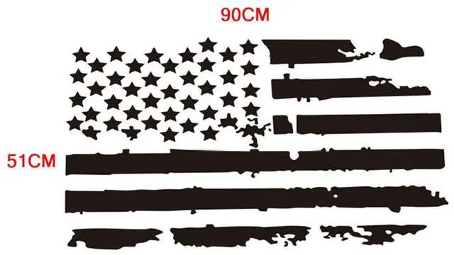Alt view image 4 of 6 - Acaigel 35"x20" Distressed USA Flag Car Truck Hood Sticker Graphic Decal Black