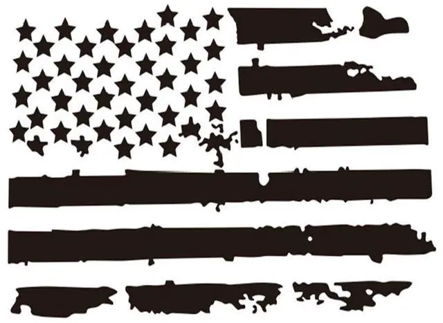 Main image of Acaigel 35"x20" Distressed USA Flag Car Truck Hood Sticker Graphic Decal Black