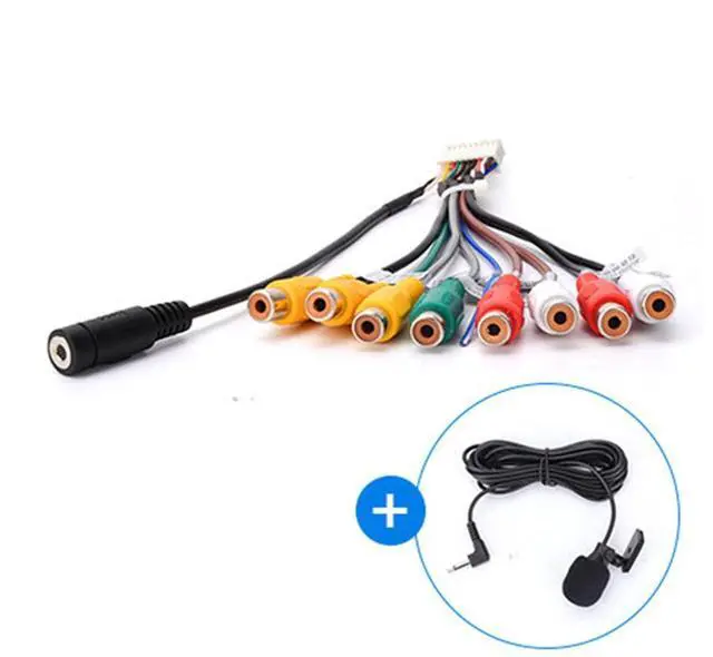 Alt view image 4 of 7 - Acaigel 20Pin Car Stereo Radio RCA Output Plug Wire Aux IN Adapter Cable MIC Video Audio