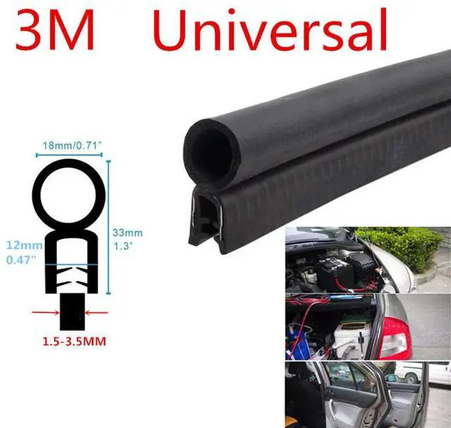 Alt view image 7 of 7 - Paiying 3m O-U Type Car Pillar Door Seal Strip Rubber Hollow Edge Seal Trim  US