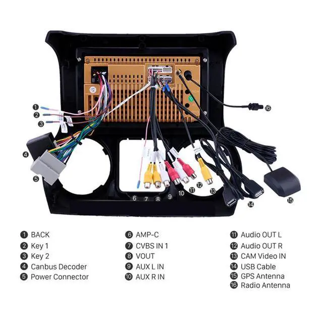 Alt view image 4 of 7 - Acaigel 10.1" Android 9.1 Car Stereo Radio GPS Wifi 1+16GB For 2015-2016 Jeep Wrangler