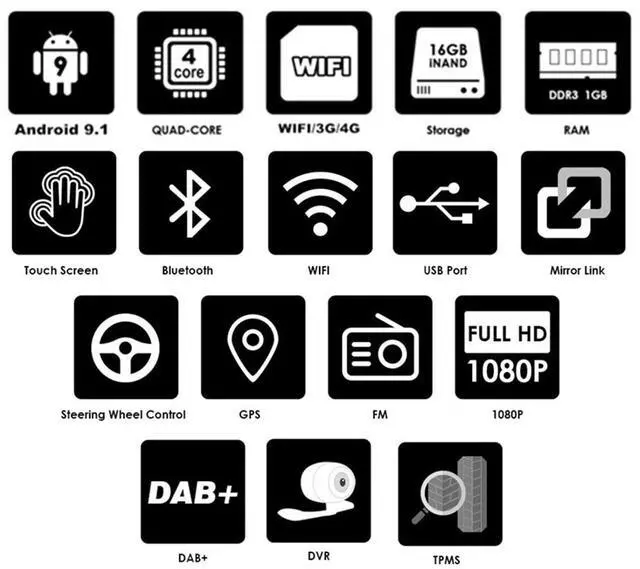 Alt view image 6 of 7 - Acaigel 10.1" Android 9.1 Car Stereo Radio GPS Wifi 1+16GB For 2015-2016 Jeep Wrangler