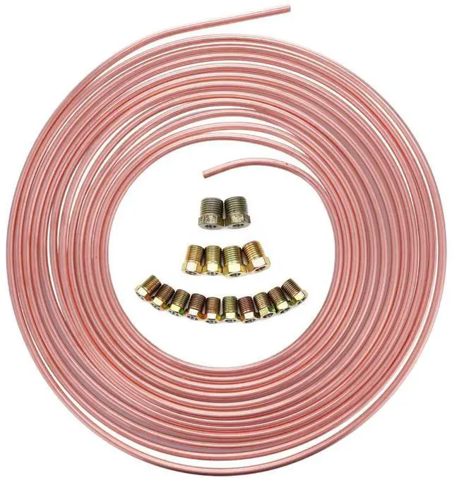 Alt view image 7 of 7 - Acaigel 1/4'' Steel Zinc Nickel Copper Brake Line Tubing Kit Oil Tube 25 FT + Fittings