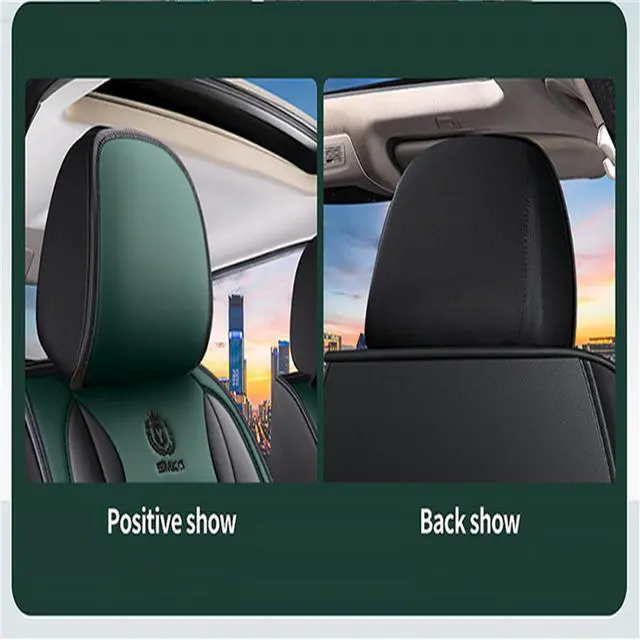 Alt view image 4 of 7 - Paiying Green Black Leather Auto Car Seat Covers Full Set Cushion Accessories