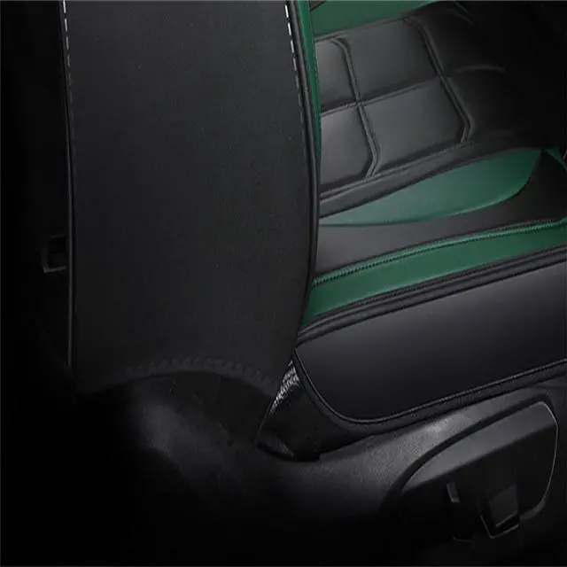Alt view image 7 of 7 - Paiying Green Black Leather Auto Car Seat Covers Full Set Cushion Accessories