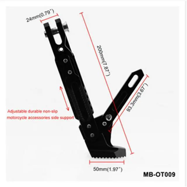 Main image of Acaigel Adjustable Black CNC Scooter Moped Bike Side Kick Stand Leg 165mm-235mm USA Ship