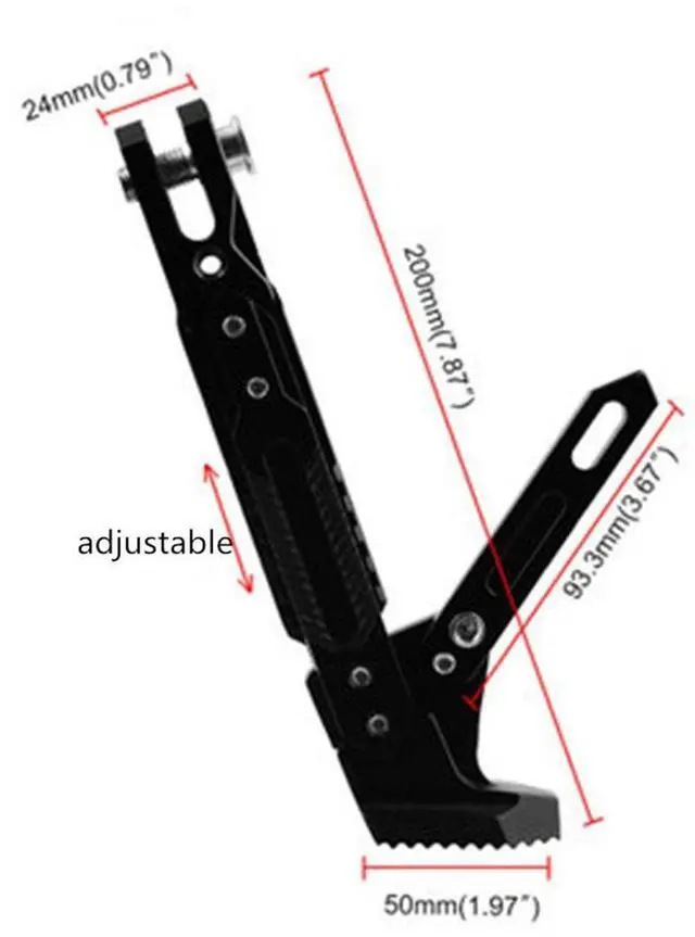 Alt view image 3 of 7 - Acaigel Adjustable Black CNC Scooter Moped Bike Side Kick Stand Leg 165mm-235mm USA Ship