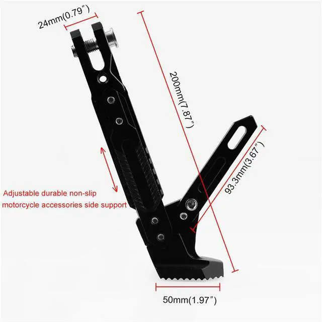 Alt view image 4 of 7 - Acaigel Adjustable Black CNC Scooter Moped Bike Side Kick Stand Leg 165mm-235mm USA Ship