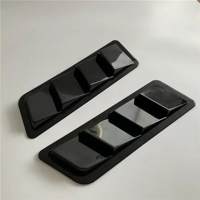 Alt view image 3 of 7 - Paiying Pair  Car Hood Vent Scoop Decorative Cover Trim Glossy Black USA Stock
