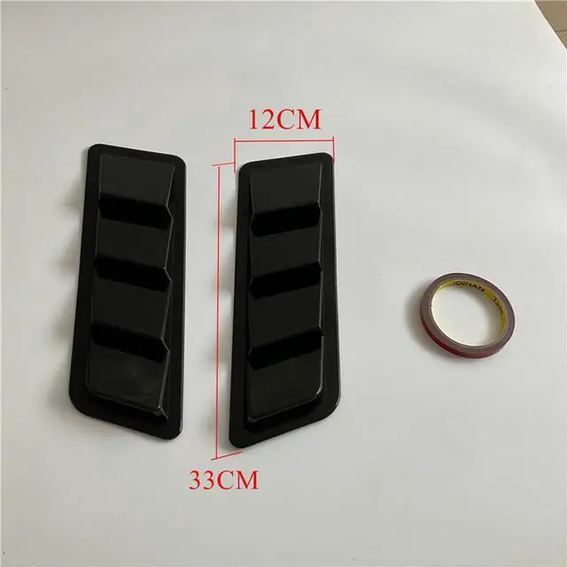 Alt view image 5 of 7 - Paiying Pair  Car Hood Vent Scoop Decorative Cover Trim Glossy Black USA Stock