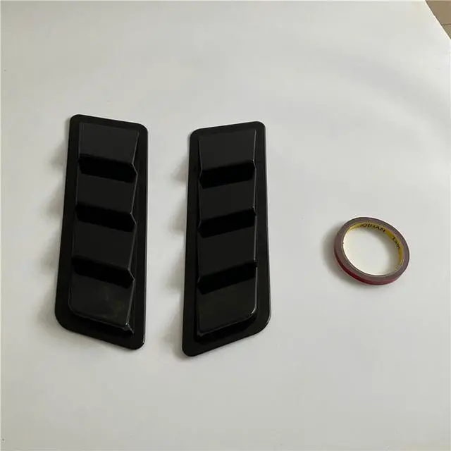 Alt view image 4 of 7 - Paiying Pair  Car Hood Vent Scoop Decorative Cover Trim Glossy Black USA Stock