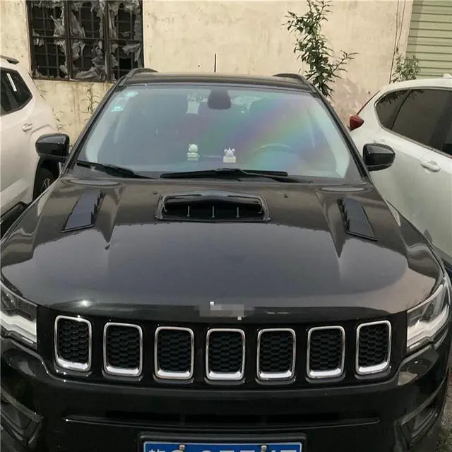 Alt view image 6 of 7 - Paiying Pair  Car Hood Vent Scoop Decorative Cover Trim Glossy Black USA Stock