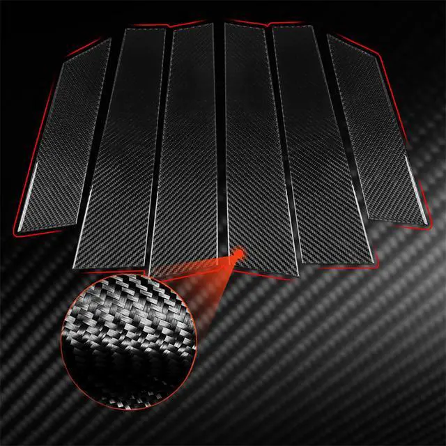 Alt view image 6 of 6 - Acaigel 6Pcs Carbon Fiber Door Window B Pillar Cover Trim Sticker For Byd Seal 22-25