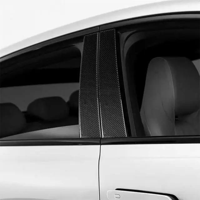 Alt view image 5 of 6 - Acaigel 6Pcs Carbon Fiber Door Window B Pillar Cover Trim Sticker For Byd Seal 22-25