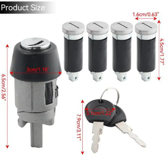 Main image of Acaigel 701837205 Ignition Switch And Door Lock Barrel Set With 2 Keys For Vw