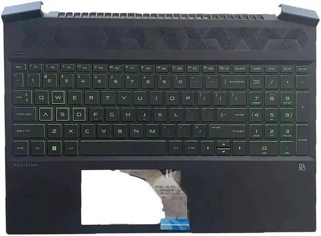 Alt view image 6 of 7 - For Pavilion 15-EC Top Palmrest Keyboard Green Backlit L72597-001 L72598-001