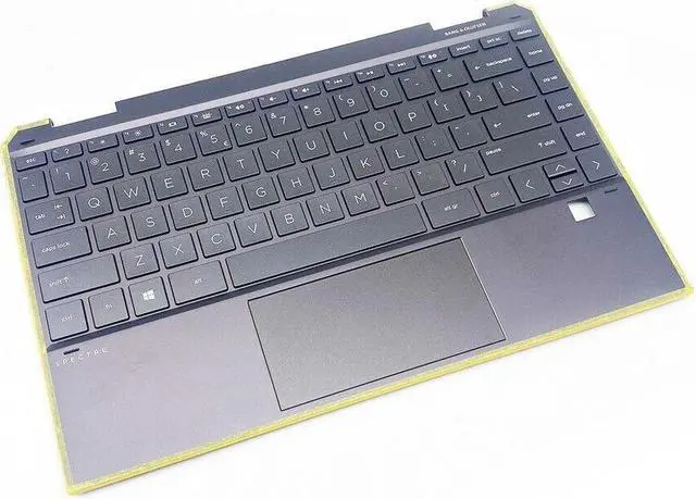 Alt view image 4 of 6 - Palmrest Backlit Keyboard Replacement for Spectre X360 13-AW L73748-001 Brown