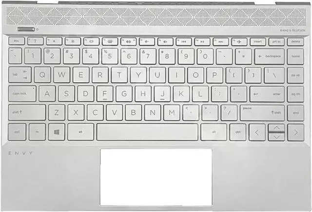 Main image of For Envy 13-AH 13-AH0051WN Upper Case Palmrest Top Backlit Keyboard Silver US 4600EF0D00111